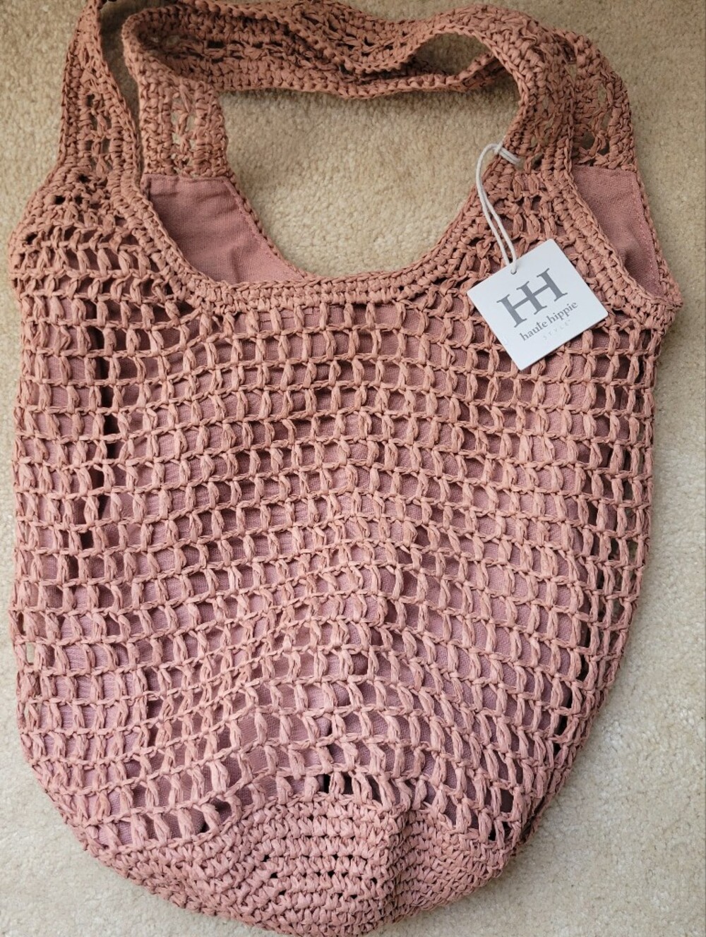 Haute Hippe Raffia Slouch Bag New